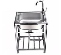 Stainless Steel Commercial Restaurant Sinks,304 Stainless Steel Single Bowl Utility Sink,for Laundry,Garage,Cafe,with Legs(60 * 45cm)