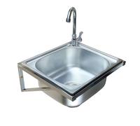 Stainless Steel Commercial Single Bowl Wall Mounted Kitchen Sink with Faucet for Garage and Basement Use