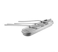 Stainless Steel Compact Cutlery Set Having Case - Fork Spoon Chopsticks for Office Workers Travel Camping Picnics - Dishwasher Safe Food-Grade 304 Lightweight Compact
