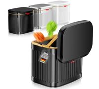 Stainless Steel Compost Bin for Kitchen, Hanging Bin with Lid, 4L Kitchen Compost Bin for Countertop, Compost Bin Under Sink or Wall Mount for Kitchen (Black A)