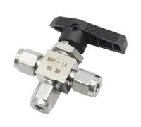 Stainless Steel Compression 3 Way Tee T Ball Valve 1/8'' 1/4'' 3/8'' 1/2'' 3/4'' Tube OD SS304(18mm)