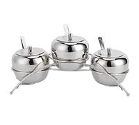 Stainless Steel Condiment Containers Set, Jar Set for Kitchen, Salt Sugar Storage Organizers with Spoons and Lids, Rustproof Seasoning Box for Home or