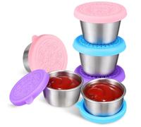 Stainless Steel Condiment Cups 50ml 70ml Set 6pcs with Silicone Lids