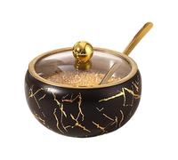 Stainless Steel Condiment Glass Lid Sugar Bowl Countertop with Sanitary Stainless Steel Condiment Spoon