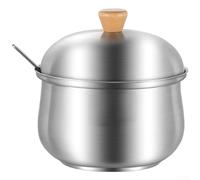 Stainless Steel Condiment Jar, 400ml Spice Storage Jar with Wooden Lid, Rust Resistant 316L Container for Kitchen Organization(800 Ml)