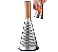 Stainless Steel Cone Cheese Grater with Wooden Handle Cheese Fruit Vegetables Kitchen Grater for Home Restaurant