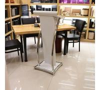 Stainless Steel Conference Podium Stand for Office School - Curved Metal Lectern, Floor Standing Speaking Podium, Stand Up Church Pulpit