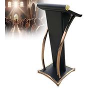 Stainless Steel Conference Podium - Wide Storage Space, Stable Foundation, Elegant Embossed Details for Office Meetings, Hotel Events, School Lectures