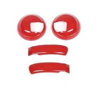 Stainless Steel Console Molding Cover For Fiat 500 For Abarth 595 2010-2025 Car Interior Handle Panel Decorative Cover ABS Carbon Fiber Pattern 4 Pcs(Red)