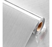 Stainless Steel Contact Paper 24" x 118" Self Adhesive Fridge Wallpaper Peel and Stick Backsplash Vinyl Refrigerator Wrap Metallic Contact Paper for Dishwasher RV Countertop Audio Covers