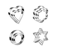 Stainless Steel Cookie Cutter Set 12 Pcs - Round, Heart, Star, Flower Shapes for Baking Biscuits, Pastry, Cake Decorating - Reusable Biscuit Cutters and Pastry Molds for Kitchen, Christmas, Birthday,