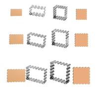 Stainless Steel Cookie Cutter Set, 6 Pcs Zigzag Rectangle Square Cookie Cutters Geometric Frame Sandwiches Cutters Pastry Biscuit Moulds Baking Tool for Christmas Birthday Holiday (Silver 6Pcs)