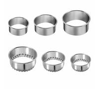 Stainless Steel Cookie Cutter Set, Flat and Fluted Edge Round Biscuit Cutters Pastry Cutters Dumpling Skin,Set of 6