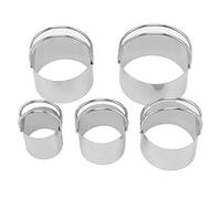 Stainless Steel Cookie Cutter Set for Baking, 5 Piece | Rust Resistant Round Biscuit Cutters, Detachable Buckle, Glossy Handles for Kitchen Parties