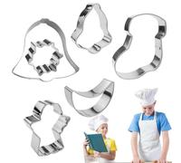 Stainless Steel Cookie Cutters 6 Pieces Stainless Bread Baking Shapes | Cookie Cutters Shapes for Clay Fruit Vegetable Cheese Sandwich Pastry Fondant Muffin
