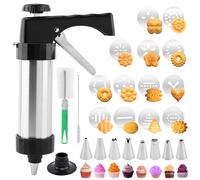 Stainless Steel Cookie Press Kit - 13 Discs & 8 Tips: Easy Shaping & Decor for Baking, Perfect for DIY Cookies/Cakes - Time-Saving for Home Bakers & Dessert Lovers