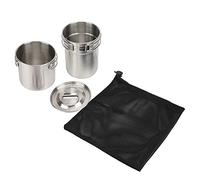 Stainless Steel Cooking Cup, Foldable Camping Mug, 2pcs Camp Cook Set with Vent Design and Folding Handle, Multi - Purpose Outdoor Cookware for Boiling Water, Coffee Making, Includ