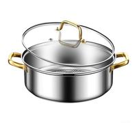 Stainless Steel Cooking Pot with Internal Divider and Fish Scale Detail for Serving Two Broths at the Same Time on Any Stove