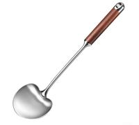 Stainless Steel Cooking Spatula, Kitchen Frying Tool with Wooden Handle Long Handle Wok Spatula, Dishwasher Safe(walnut)