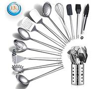 Stainless Steel Cooking Utensils Set, Berglander 13 Pieces Kitchen Utensils Set, Kitchen Tools Set with Utensil Holder Non-Stick and Heat Resistant,Dishwasher Safe, Easy to Clean (13 Packs)