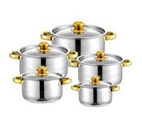 Stainless Steel Cookware Set,5 Pieces Kitchen Cookware Pan Set with 5 Glass Lids,2 Ear Handle,Soup Pot for Cooking Boiling Stewing,Kitchen Cooking Set for Induction Gas Electric and All Hobs（Silver）