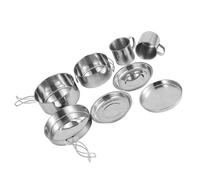 Stainless Steel Cookware Set - 8 Pcs Camping Cookware, Portable Kit, Outdoor Tableware Set, Lightweight Cooking Utensils | Durable Compact Design For Backpacking Hiking Picnic Adventure Meals
