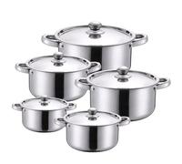 Stainless Steel Cookware Set Non-Stick 5 Pots with 5 Lids Double Handle Pot for Induction, Gas, Electric Stoves Cooking