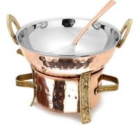 Stainless Steel Copper Original Indian Karahi Angithi Serving Spoon, 3-Pieces Set