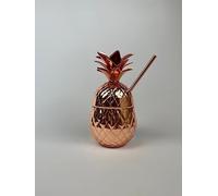 Stainless Steel Copper Pineapple Tumbler/Mug with Straw Drinking Party Cup for Hawaiian Tropical Garden Party Vintage Cocktail Making