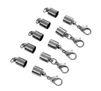 Stainless Steel Cord Ends Barrel Terminators, Rope End Caps Crimp Beads for Leather Cord 2-10mm Multicolor Lobster Clasps Jewelry Making(Light Black,5.5mm)