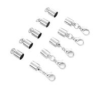 Stainless Steel Cord Ends Barrel Terminators, Rope End Caps Crimp Beads for Leather Cord 2-10mm Multicolor Lobster Clasps Jewelry Making(White K,4.5mm)