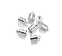 Stainless Steel Cord Ends Barrel Terminators, Rope End Caps Multicolor 3-10mm Pack of 20-50 Pcs for DIY Necklace Jewelry Making(Silver,50Pcs 4 x 9mm)