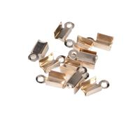 Stainless Steel Cord Ends Caps, 200 Pcs Multicolor Zinc Alloy Crimp End Caps for Jewelry Making Multiple Sizes(Kc Gold,6x3mm)