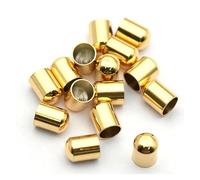 Stainless Steel Cord Ends Caps, Rope End Caps Crimp Clasps Cord Tip Stainless Steel Multicolor Multiple Sizes 20pcs(Gold Color-arc,Hole 5mm)