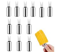 Stainless Steel Corn Forks, Sweetcorn Holders, Corn Cob Holders Corn on The Cob Skewers Fruit Food Forks Corn Forks Prong for Outdoor BBQ Cooking Kitchen Tool (Silver) 12 Pcs Loopunk