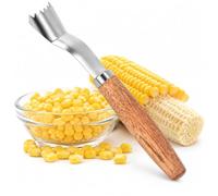 Stainless Steel Corn Peeler with Wooden Handle, Mess-Free Corn Stripper Tool, Fast One-Slide Corn Kernel Remover for Kitchen, BBQ & Meal Prep (1PCS)