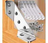 Stainless Steel Corner Brackets 5PCS with Screws, Heavy Duty L Bracket Right Angle Support for Wood Furniture, Cabinet Shelf Table Repair, Metal Corner Brace for DIY Home Improvement