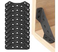 Stainless Steel Corner Brackets, 62x23x15 mm Angle Connectors for Shelves & Cabinets, 4-Pack or 10-Pack, Black