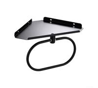 Stainless Steel Corner Shelf 27x15cm Black Finish | Dual function design, top shelf for toiletries, curved bar for towels, matte black finish, 27cm width