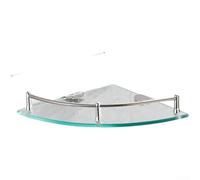 Stainless Steel Corner Shelf Bathroom Storage with Glass Platform Modern Minimalist Design Supports Up to 15kg Polished Finish Easy Mounting 20x20x5cm(20CM)