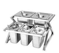 Stainless Steel Countertop Organizer with Lids, Multi-Purpose Food Container and Condiment Dispenser for Kitchen Ingredients and Seasonings