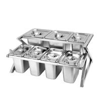 Stainless Steel Countertop Organizer with Lids, Multi-Purpose Food Container and Condiment Dispenser for Kitchen Ingredients and Seasonings