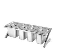 Stainless Steel Countertop Organizer with Lids, Multi-Purpose Food Container and Condiment Dispenser for Kitchen Ingredients and Seasonings