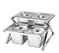 Stainless Steel Countertop Organizer with Lids, Multi-Purpose Food Container and Condiment Dispenser for Kitchen Ingredients and Seasonings