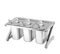 Stainless Steel Countertop Organizer with Lids, Multi-Purpose Food Container and Condiment Dispenser for Kitchen Ingredients and Seasonings