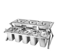 Stainless Steel Countertop Organizer with Lids, Multi-Purpose Food Container and Condiment Dispenser for Kitchen Ingredients and Seasonings