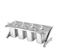 Stainless Steel Countertop Organizer with Lids, Multi-Purpose Food Container and Condiment Dispenser for Kitchen Ingredients and Seasonings