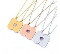 Stainless Steel Couple Necklace Set, Heart Puzzle Pendant, Silver Gold Rose Gold, 2 Pieces with Adjustable Chain, 5 Pairs Bulk Pack, 45+5 Cm Adjustable, Stainless Steel, Crystal
