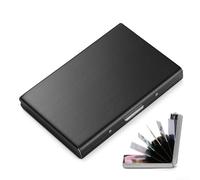 Stainless Steel Credit Card Holder with 6 Slots, for SNAP-ON for RFID Blocking Wallet for Men and Women, Slim Metal ID and Business Card Case Organizer, Black(Black)