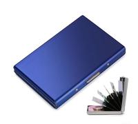 Stainless Steel Credit Card Holder with 6 Slots, for SNAP-ON for RFID Blocking Wallet for Men and Women, Slim Metal ID and Business Card Case Organizer, Black(Blue)